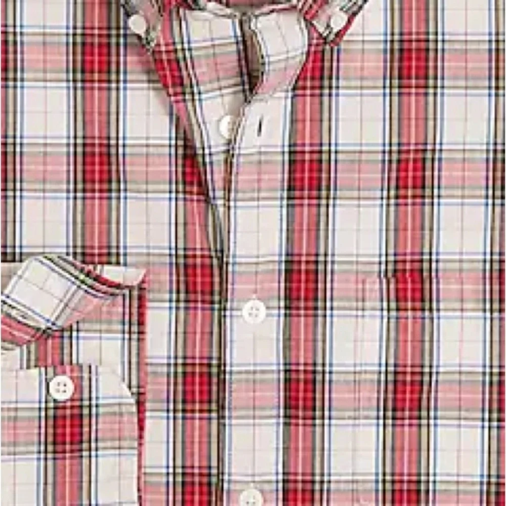NWT J.Crew Men's XXL Plaid Button Down Shirt Classic Fit Red White Poplin